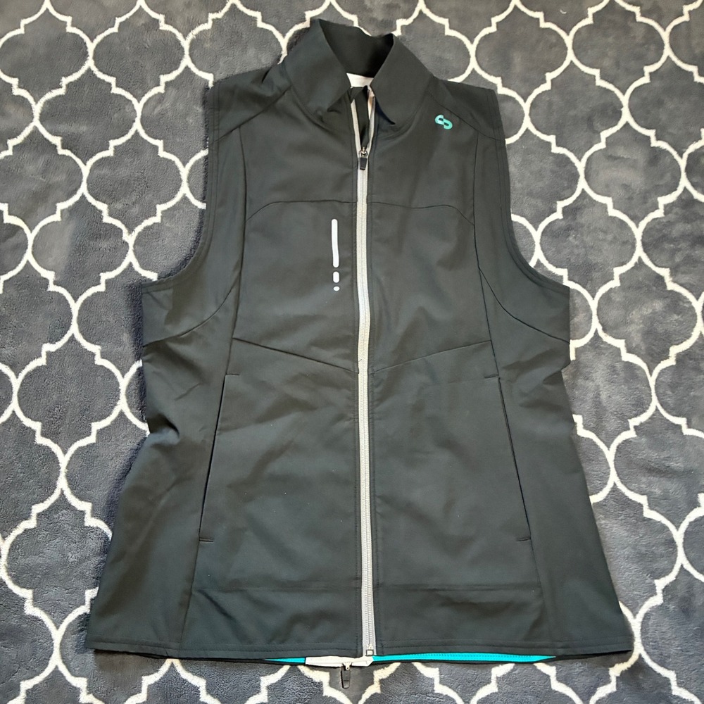 OROS Solarcore Insulated Vest Womens Black Teal Full Zip Running Hiking Small